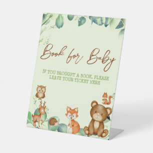 Woodland Animals Greenery Eucalyptus Book for Baby Pedestal Sign