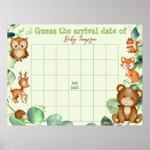 Woodland Animals Greenery Eucalyptus Guess Game Poster