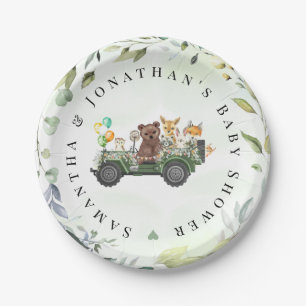 Woodland Animals Greenery Forest Baby Shower Paper Plate