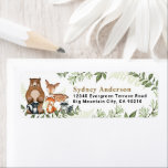 Woodland Animals Greenery Forest Return Address<br><div class="desc">Design features watercolor evergreen pine branches,  botanical fern leaves,  leafy eucalyptus elements and more in various shades of green colours that form a wreath.  Design also features cute "forest friends" that consist of a deer,  racoon,  bear,  fox and skunk.</div>
