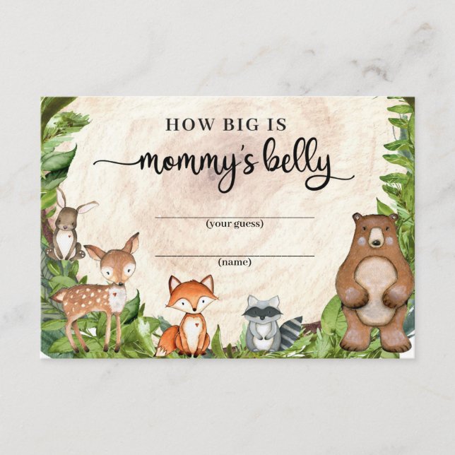 Woodland animals greenery How big is mummy's belly Enclosure Card (Front)