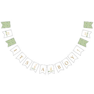 Woodland Animals Greenery It's a Boy Baby Shower Bunting