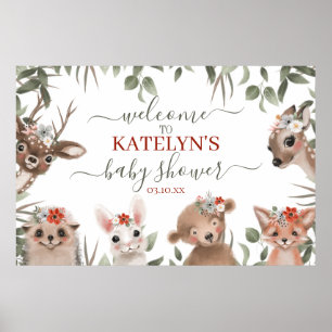 Woodland Animals Greenery Welcome Sign