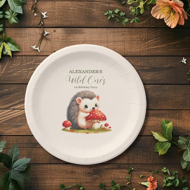 Woodland Animals Greenery Wild One 1st Birthday Paper Plate (Creator Uploaded)