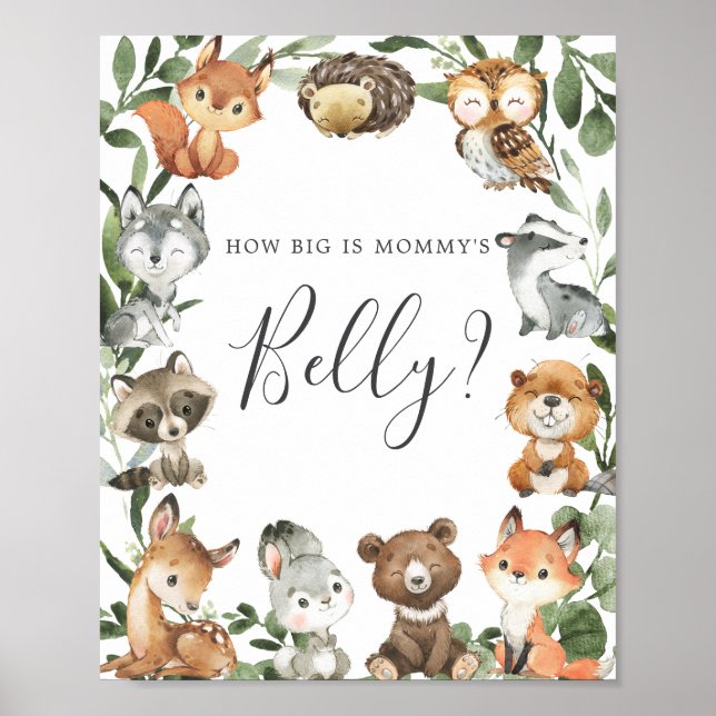 Woodland Animals Guess How Big is Mummy Belly Game Poster (Front)