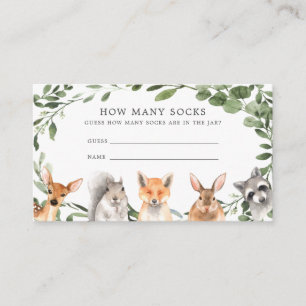 Woodland Animals Guess How Many Socks Card