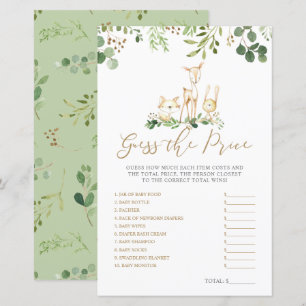 Woodland Animals Guess the Price Baby Shower Game