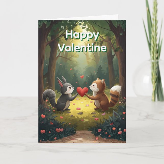 Woodland Animals Happy Valentine Card (Front)