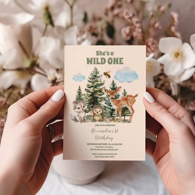 Woodland Animals He's a Wild One 1st Birthday Invitation (Creator Uploaded)