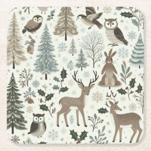 Woodland Animals Holiday Paper Coaster