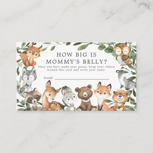 Woodland Animals How Big is Mummy's Belly Game Enclosure Card (Front)