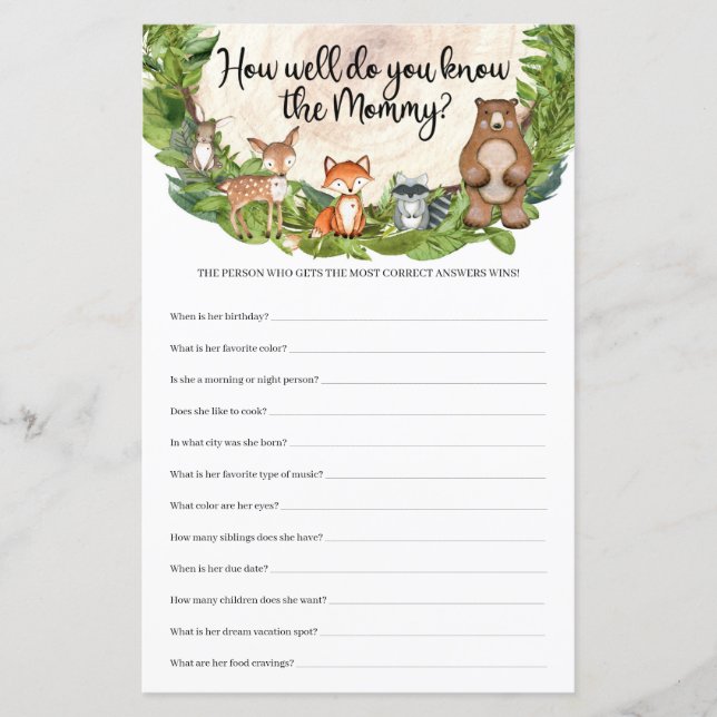 Woodland animals How Well Do You Know The Mummy (Front)