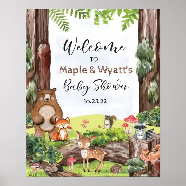 Woodland Animals in Forest Sign (Front)