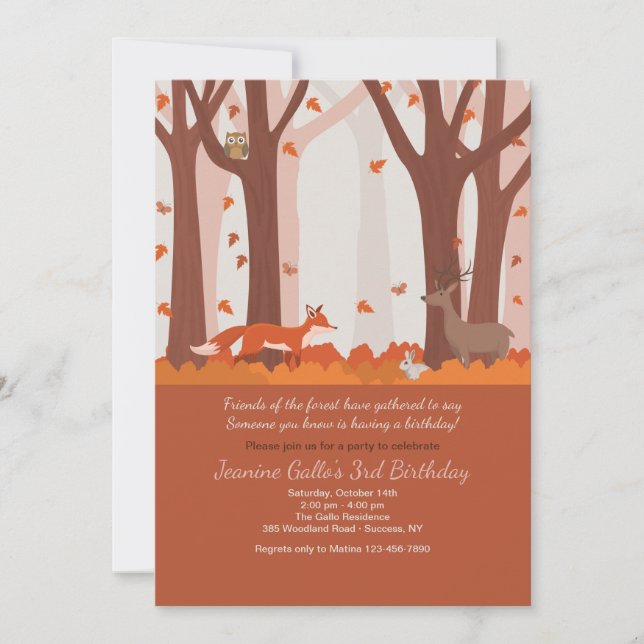 Woodland Animals Invitation (Front)