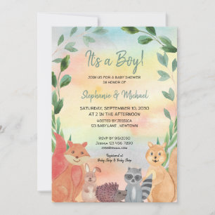 Woodland Animals It's A Boy Couples Baby Shower In Invitation