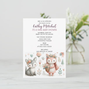 Woodland Animals "Its a Girl" Baby Shower Invitation
