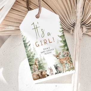 Woodland Animals It's a Girl Baby Shower Thank You Gift Tags