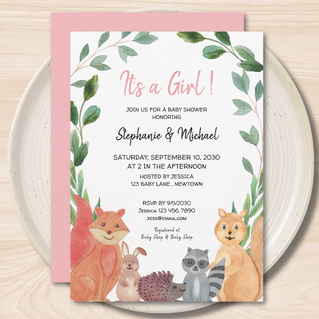 Woodland Animals It's A Girl Couples Baby Shower Invitation (Creator Uploaded)