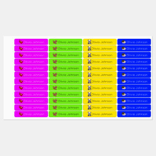 Woodland Animals Kids Name Iron On   Neon Clothing