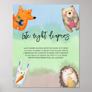 Woodland animals - Late night diapers Poster