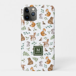 Woodland Animals Leafy Forest Pattern Monogram Case-Mate iPhone Case