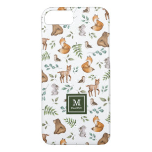Woodland Animals Leafy Forest Pattern Monogram Case-Mate iPhone Case