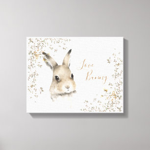 Woodland Animals Love Bunny Floral Script Nursery Canvas Print