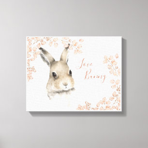 Woodland Animals Love Bunny Floral Script Nursery Canvas Print