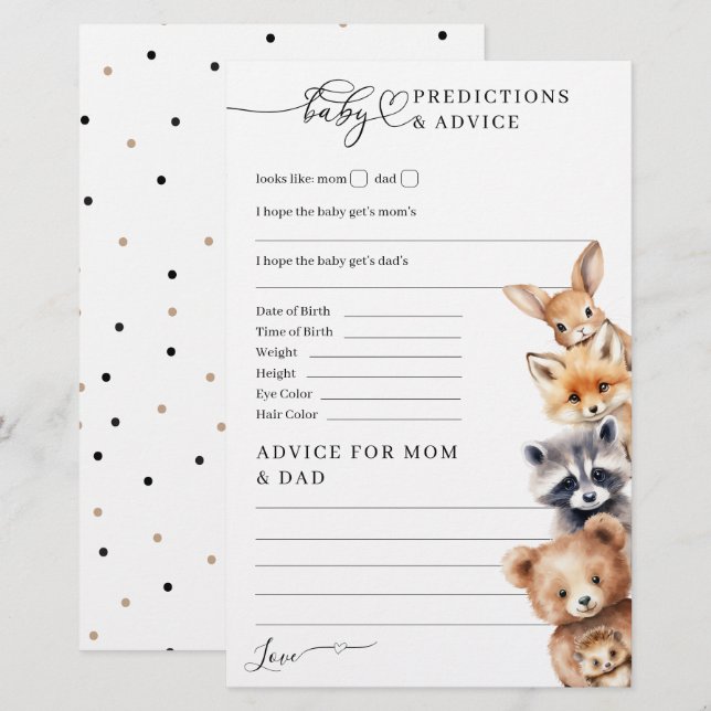 Woodland Animals Minimalist Baby Shower Game (Front/Back)