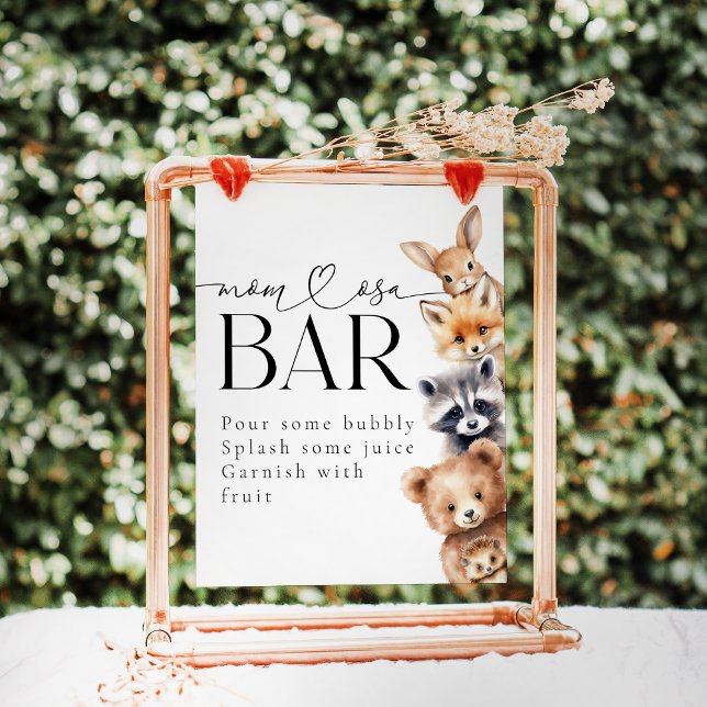 Woodland Animals Modern Baby Shower Bar Poster (Creator Uploaded)
