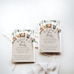 Woodland Animals Modern Baby Shower Book Enclosure Card