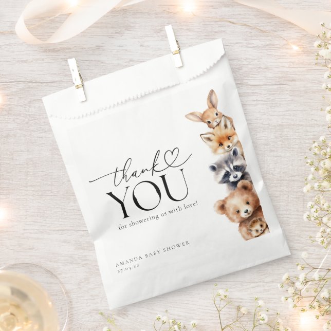 Woodland Animals Modern Baby Shower Favour Bags (Clipped)