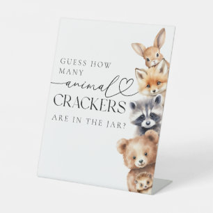 Woodland Animals Modern Baby Shower Game Pedestal Sign