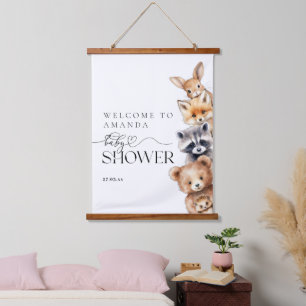 Woodland Animals Modern Baby Shower Hanging Tapestry