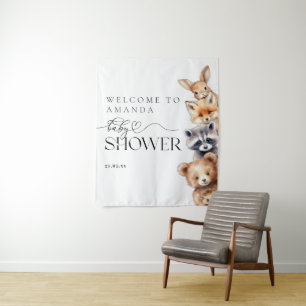 Woodland Animals Modern Baby Shower Tapestry