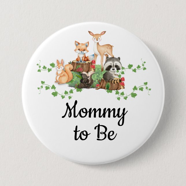 Woodland Animals Mummy to Be Pin (Front)
