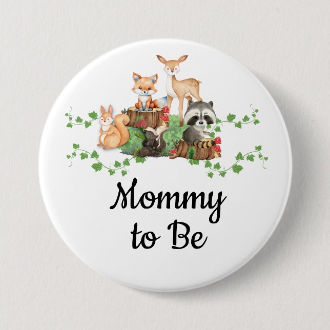 Woodland Animals Mummy to Be Pin (Front)