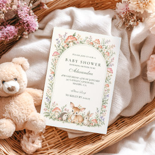 Woodland Animals Mushroom Baby Shower Invitation
