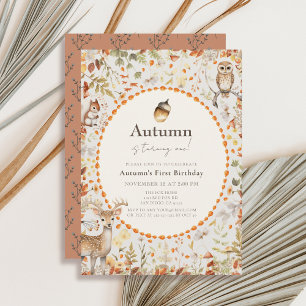 Woodland Animals Mushroom Forest 1st Birthday Invitation