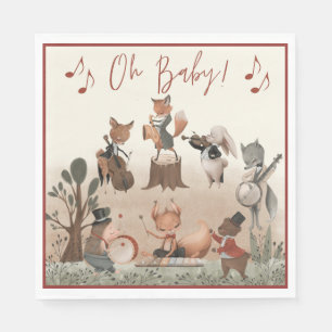  Woodland Animals Musical Baby Shower Napkin