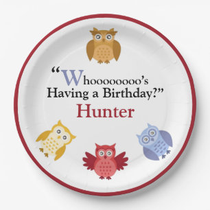 Woodland Animals Name Modern Birthday Party Paper Plate