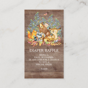 Woodland Animals Neutr Shower Diaper Raffle Ticket Enclosure Card