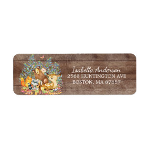 Woodland Animals Neutral Baby Shower Address Label