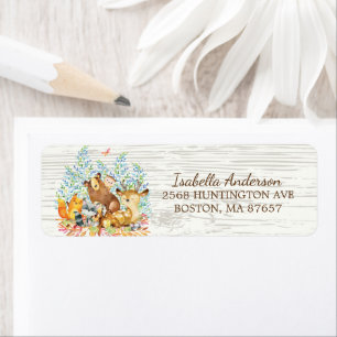 Woodland Animals Neutral Baby Shower Address Label