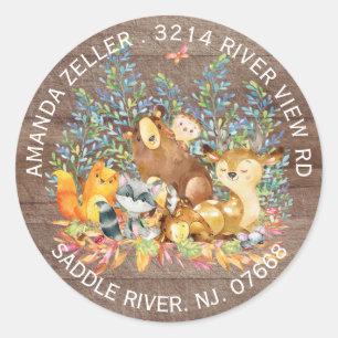 Woodland Animals Neutral Baby Shower Address Label