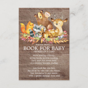 Woodland Animals Neutral Baby Shower Book for Baby Enclosure Card