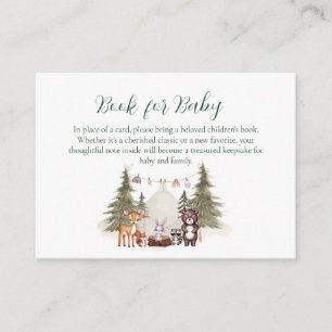 woodland animals neutral baby shower book for baby enclosure card