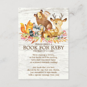 Woodland Animals Neutral Baby Shower Book for Baby Enclosure Card