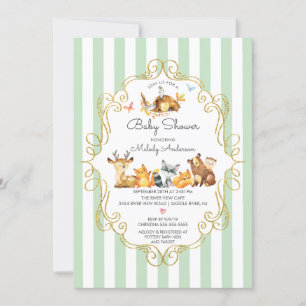 Woodland Animals Neutral Baby Shower Invitation