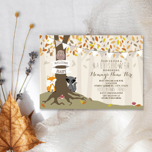 Woodland Animals Neutral Fall Autumn Baby Shower Invitation